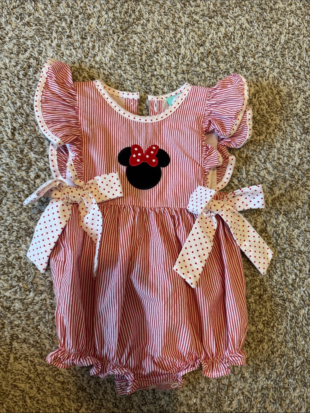 Red Striped Minnie-Inspired Baby One-Piece Bodysuit